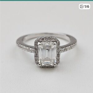 1ct Emerald Moissanite Halo Ring